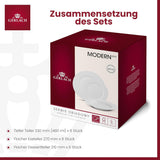 Set de veselă Gerlach 1760 - 18 piese - Serviciu de masă pentru 6 persoane - Set de farfurii - Porțelan modern, alb