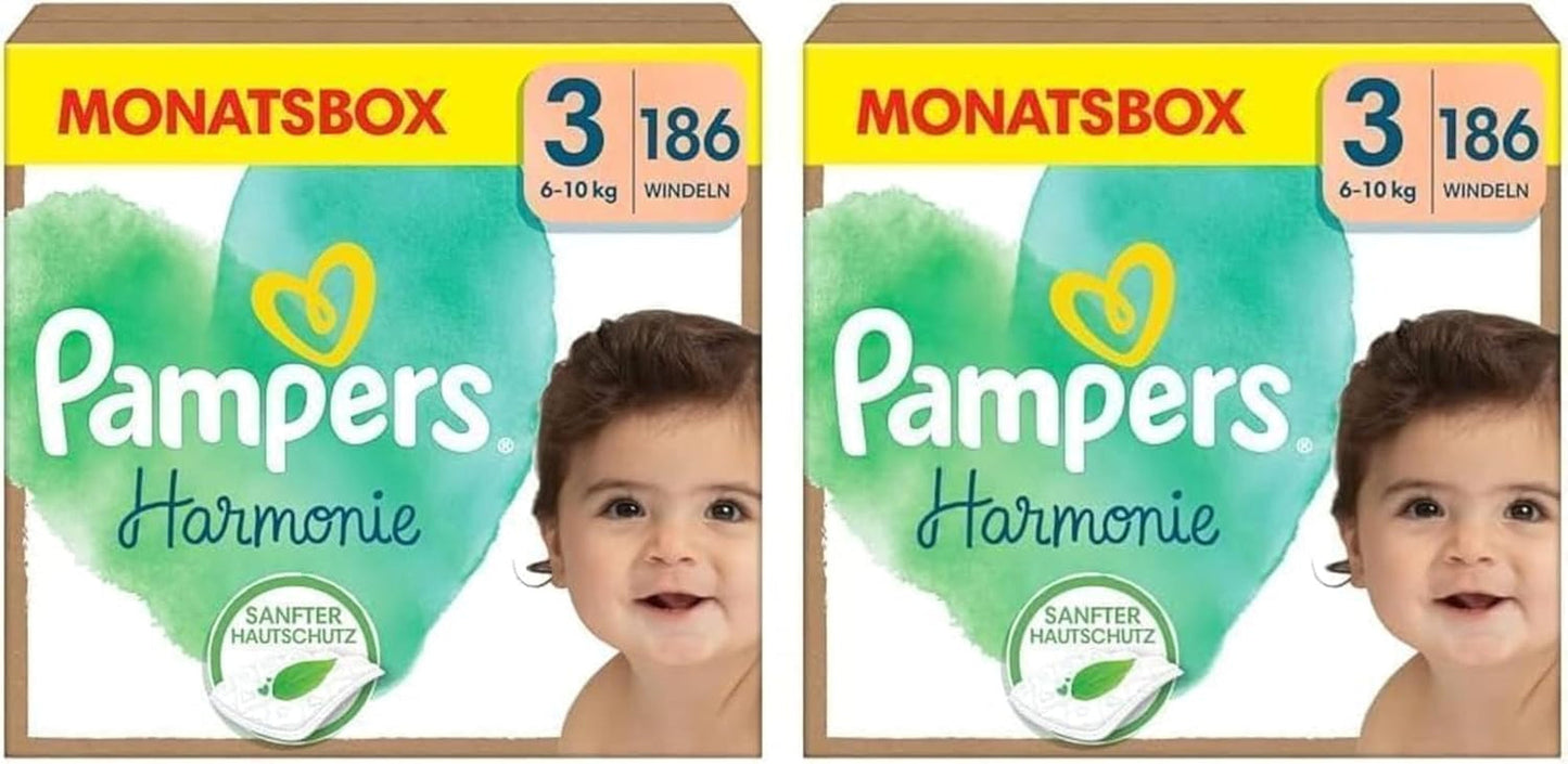 Scutece Pampers Harmony mărimea 1, 180 scutece, 2kg-5kg, protecție delicată a pielii cu protecție 100% Pampers