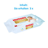 Șervețele umede pentru bebeluși Huggies Pure Extra Care Sensitive, 99% apă, fără plastic, fără parfum