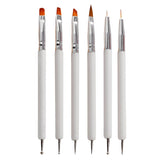 6 Stück Doppel-Ende Nagel Pinsel, Nageldesign Pinsel, Doppel-Ende Nail Art Pinsel Kit Professionelle Maniküre Werkzeuge Kit（Schwarz）