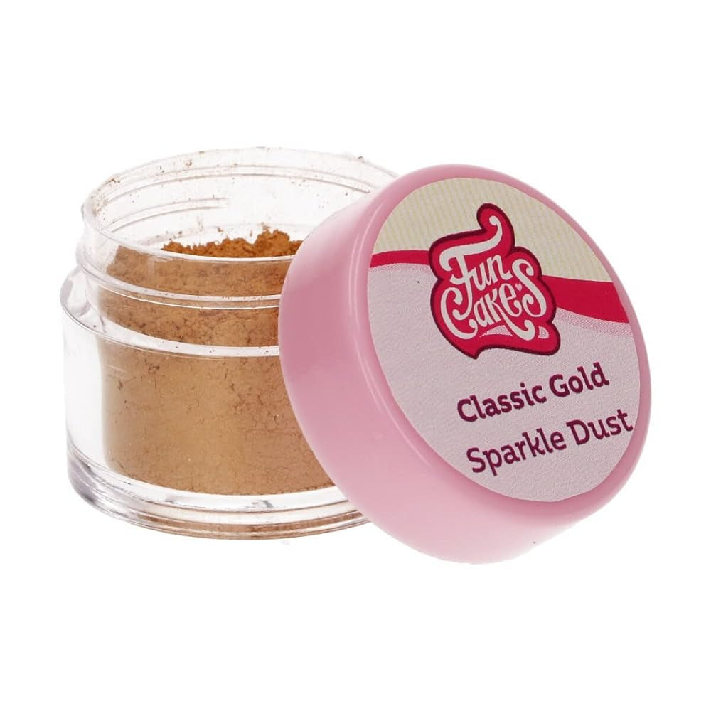 Funcakes Sparkle Dust Classic Gold: Pudră colorată strălucitoare pentru alimente, pentru decorarea torturilor, certificată Halal