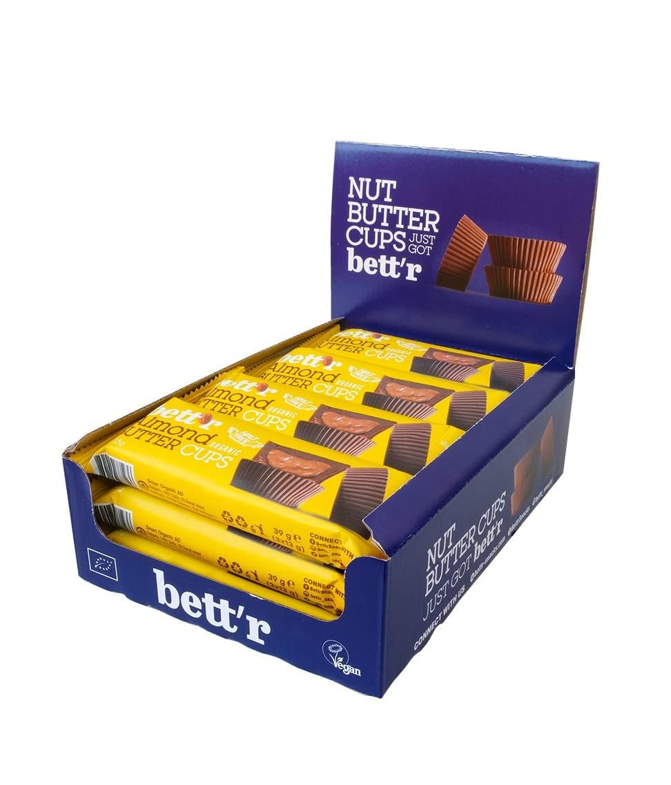 Bett'r Guilt Free Organic Hazelnut Buttercups. 100% vegan, fără gluten și fără lactoză - 12 x 39 g