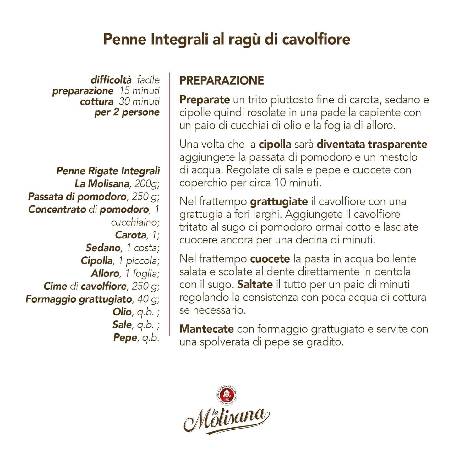 N°20 Penne Régate Intégrale Pâte 500 g - Lot de 6