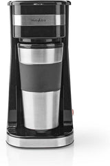 Espressor NEDIS - Cafea Filtrată - 0,4 l - 1 Ceașcă - Cronometru - Negru / Argintiu