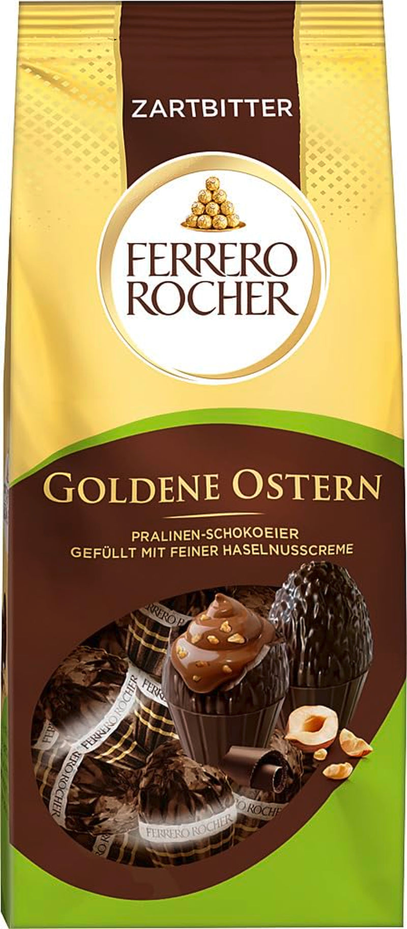 Ouă de ciocolată pralinată 90g – Ciocolată neagră cu bucăți de alune și cremă fină de cacao cu alune – Ouă de Paște pentru cuiburi de Paște – Cadou de Paște – Ciocolată de Paște, dulciuri de Paște