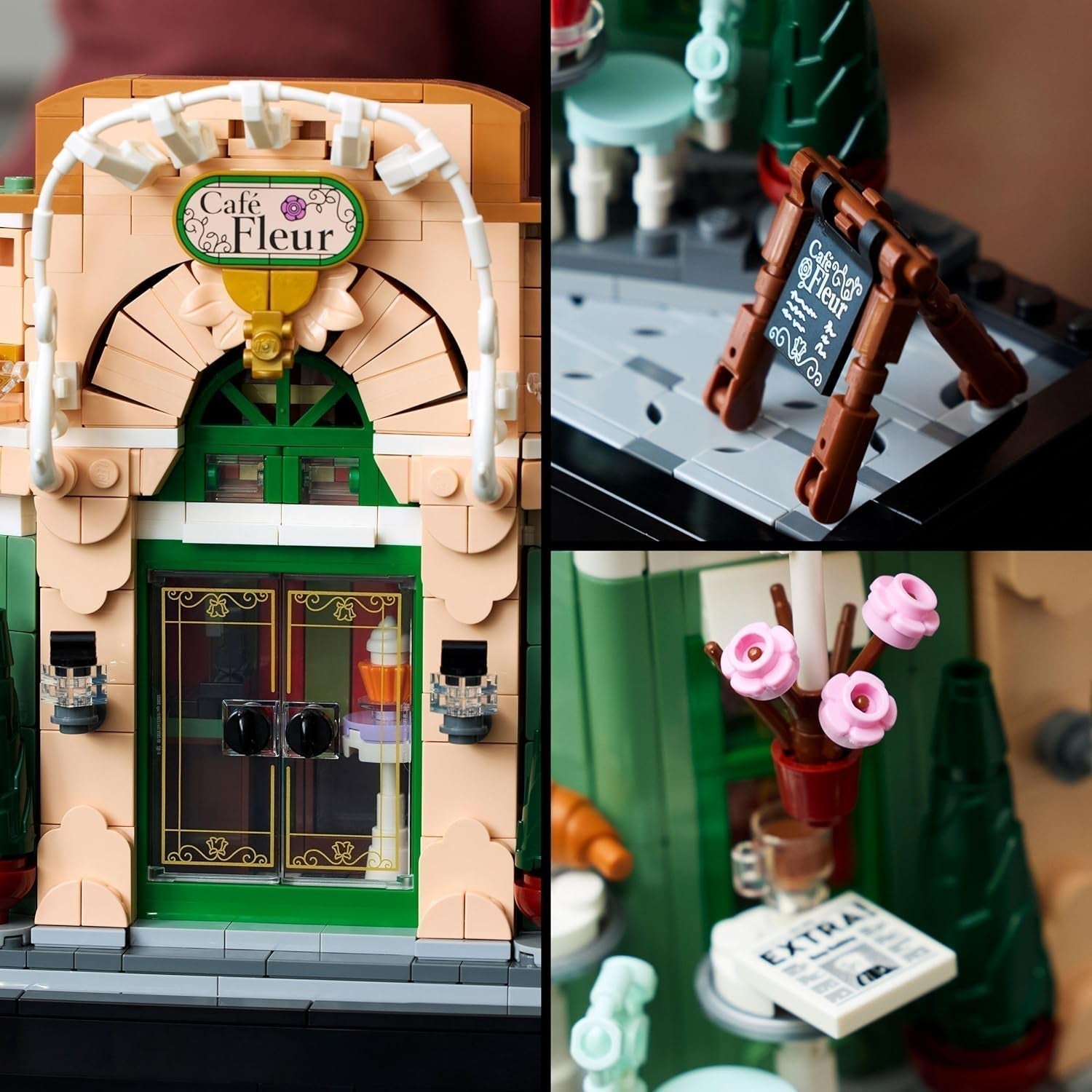 LEGO Icons French Café - Decorațiuni pentru sufragerie sau birou - Set de construcție pentru adulți, inclusiv fațadă pitorească, ghivece de flori suspendate și scaune - Cadou pentru bărbați și femei 10362 Seturi de constructie Besuche den LEGO-Store