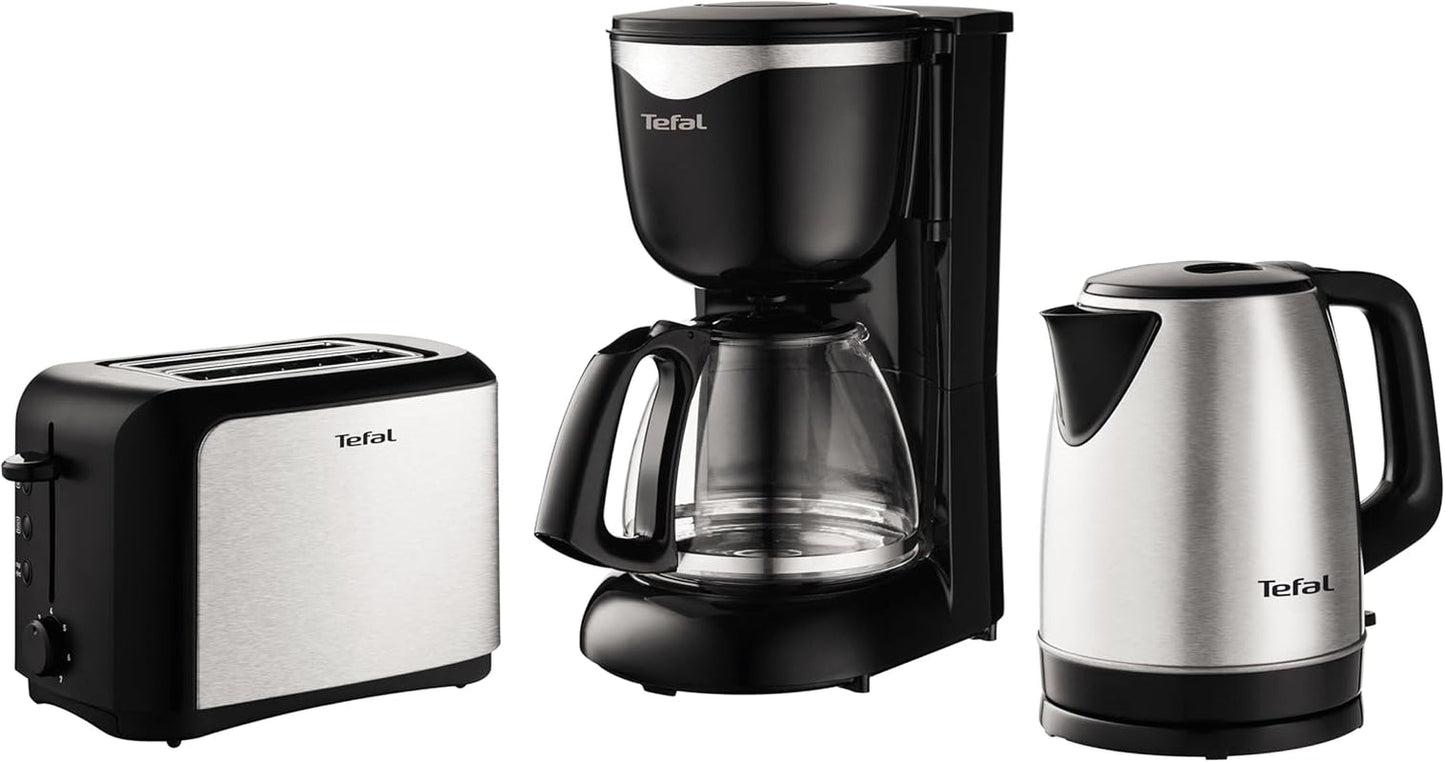 Tefal CM3408 Cafetieră mini din sticlă (600 W, 6 cești) negru/oțel inoxidabil, CM340811