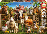Educa - Puzzle de 500 piese pentru adulti | Animalele de la ferma obraznice. Dimensiuni: 48 X 34 cm. Include lipiciul de puzzle Fixpuzzle. Pentru 11 ani (19905) Puzzle Naty Shop Titlu implicit