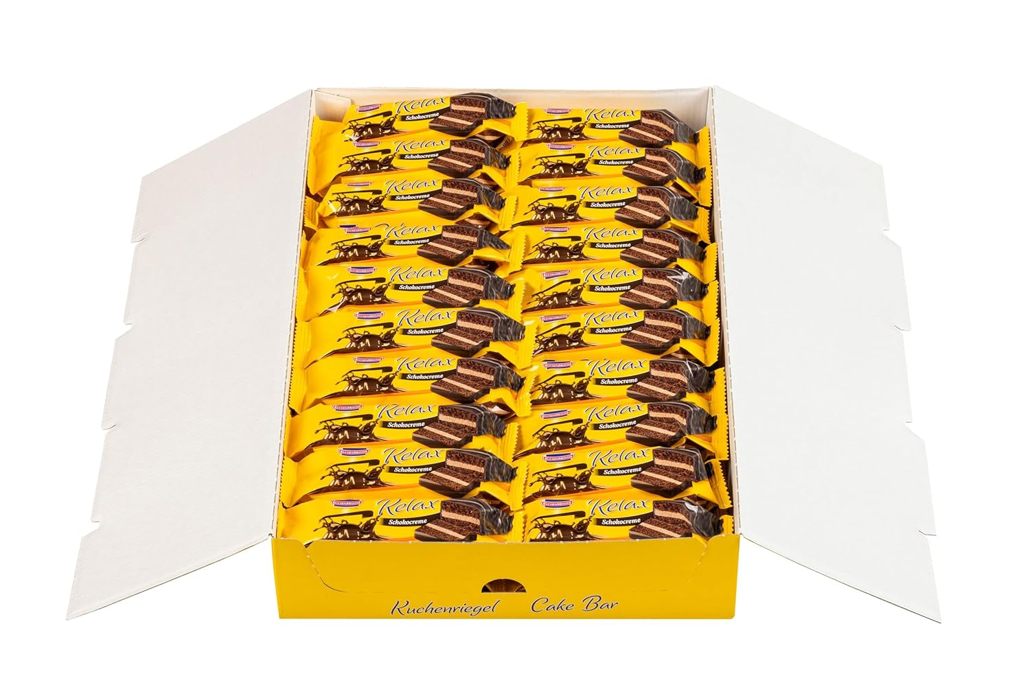 KuchenMeister Relax Cocoa Cake Bar 32g | Pandișpan cu gust de ciocolată | Umplutură delicată cu cremă de cacao | Ciocolată neagră crocantă | Gustare perfectă între mese | 1 x baton 32g