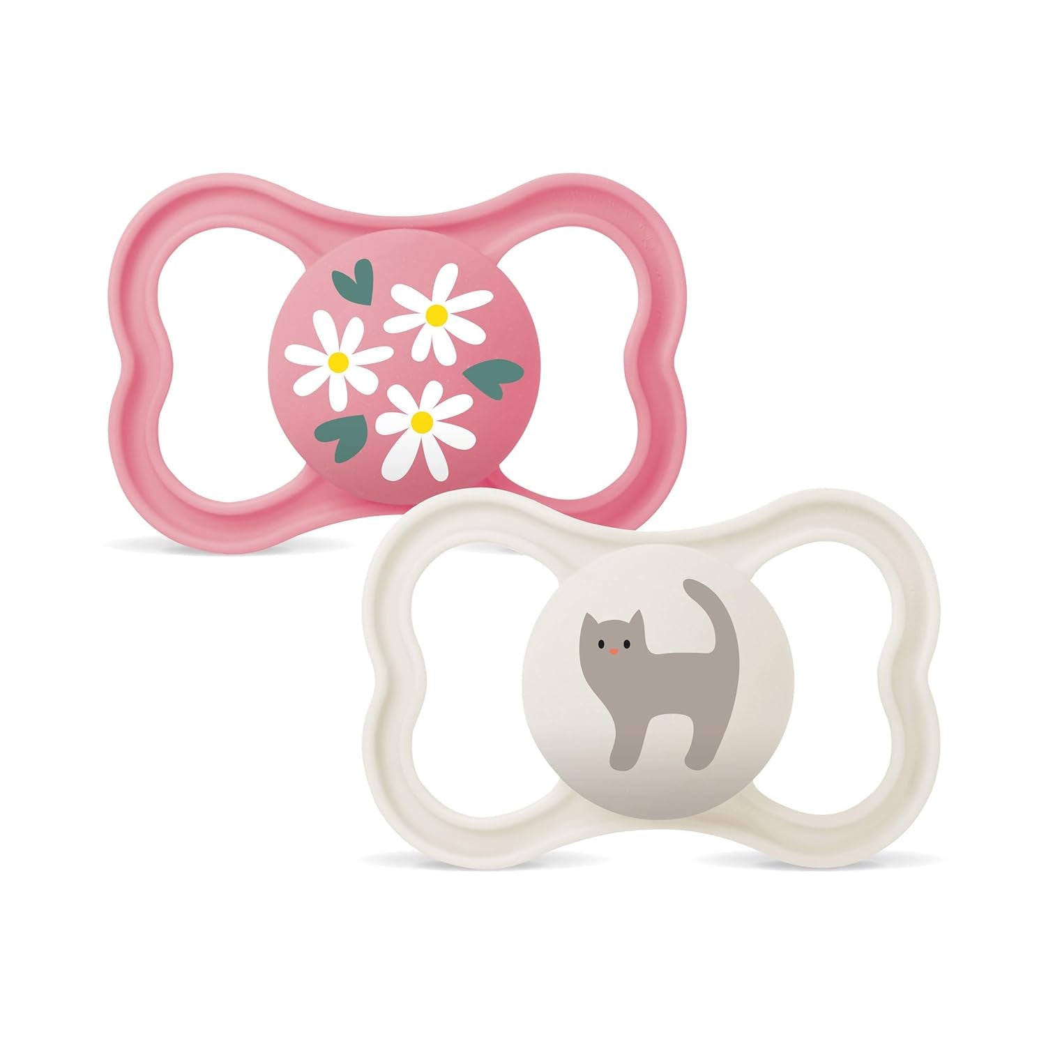 Suzete MAM Air din silicon, pachet de 2, design extra ușor și aerisit, suzetă pentru bebeluși prietenoasă cu dinții, fabricată din silicon special MAM SkinSoft, cu cutie pentru suzetă, 6-16 luni, Ursuleț/Rinocer
