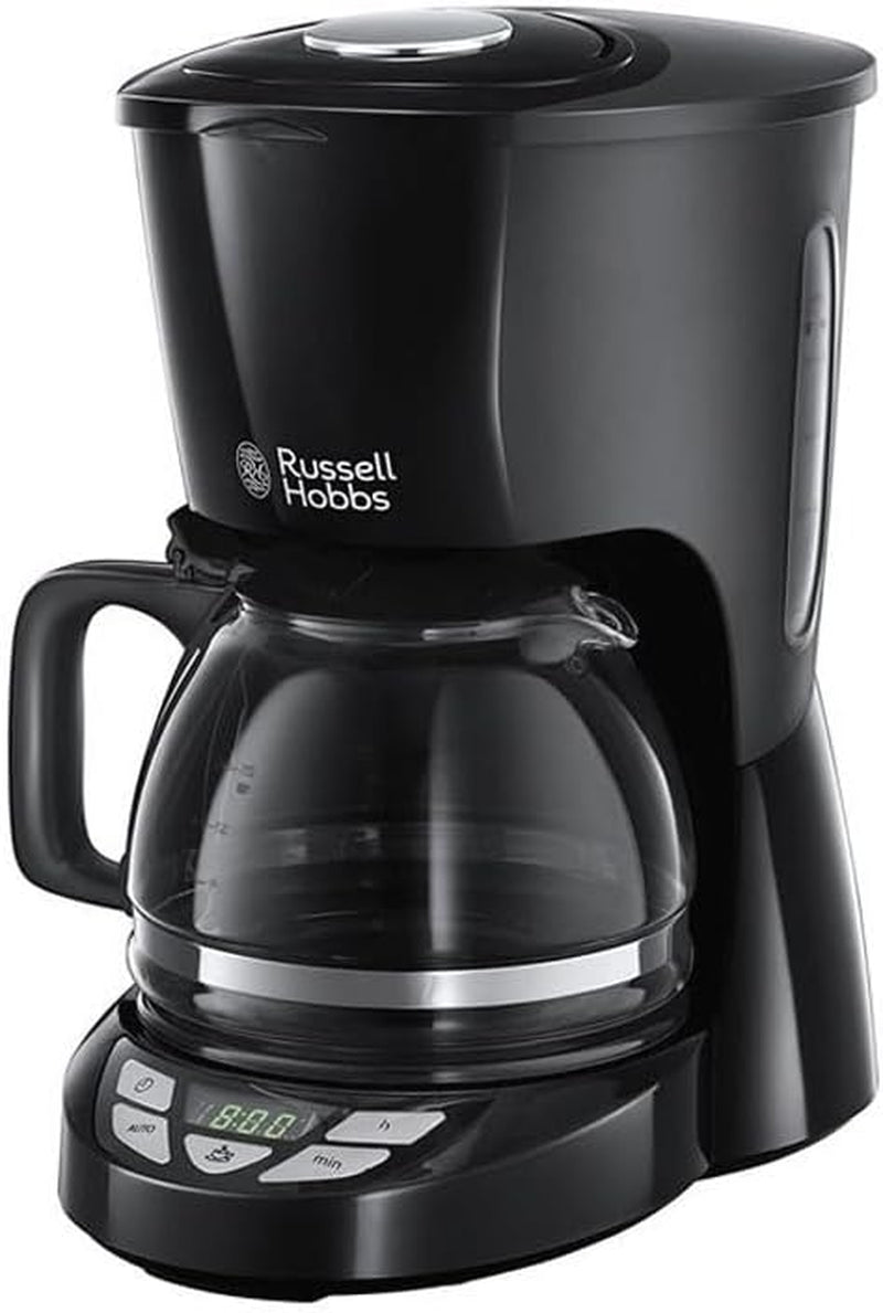 Cafetieră Russell Hobbs [Temporizator digital, Cap de duș pentru extracție și aromă optime] Textures+ (1 până la 12 cești, carafă de sticlă de 1,25 l, placă de încălzire, sistem anti-picurare) Cafetieră cu filtru 22620-56