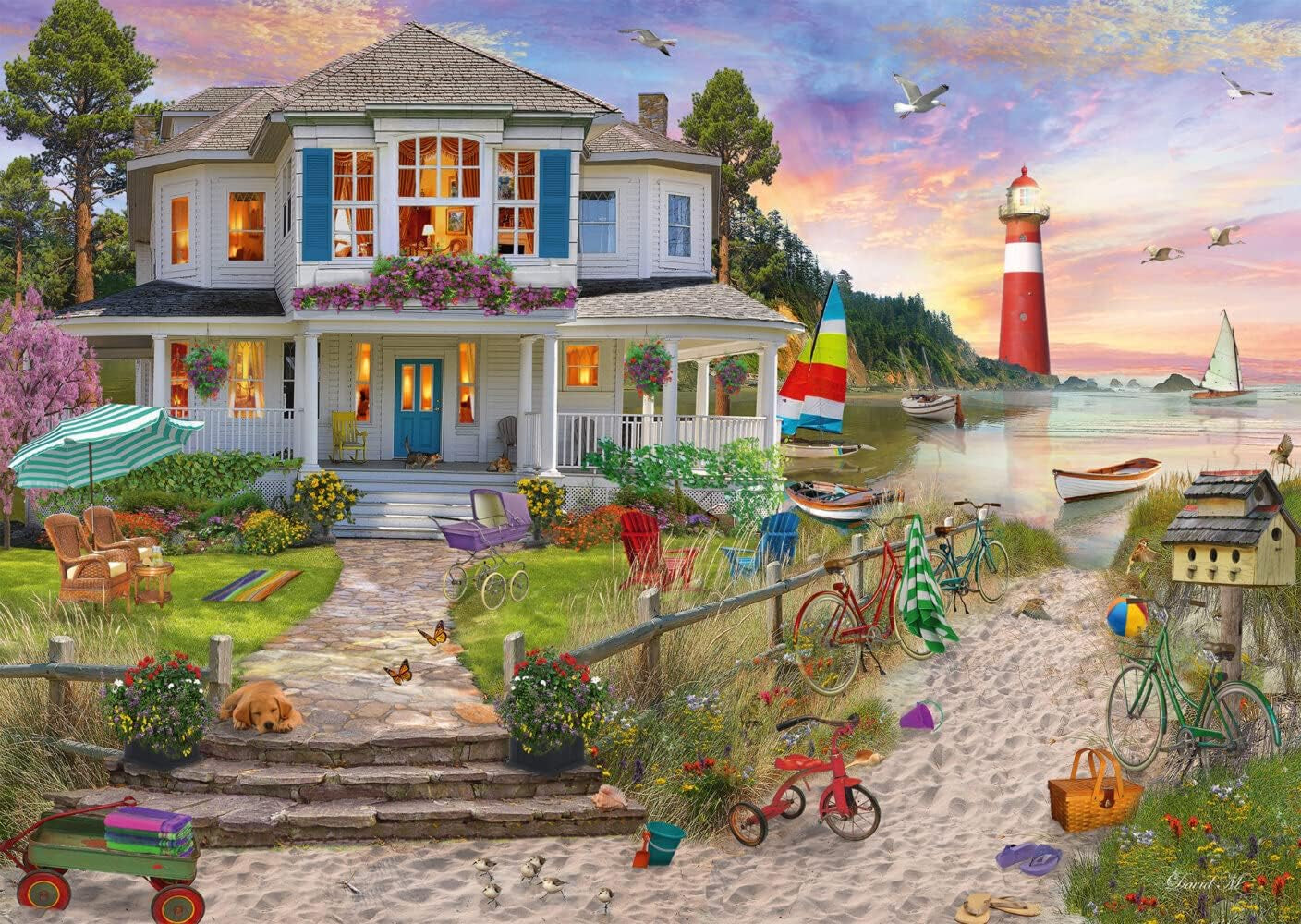 Schmidt Spiele Casa de pe plajă, puzzle jigsaw 1.000 piese Puzzle Naty Shop