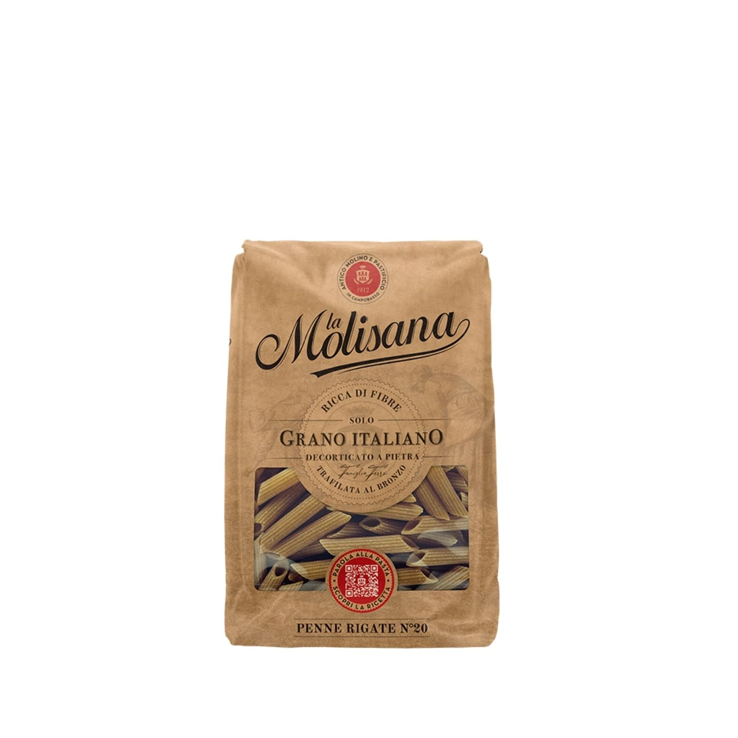 N°20 Penne Régate Intégrale Pâte 500 g - Lot de 6