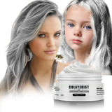 COLAYERIST Culoarea temporară a părului negru lavabil, ceară de colorare a părului pentru bărbați și femei, mascara de păr pentru petreceri sau cosplay, produse de colorare a părului fără mizerie Vopsea pentru par Naty Shop Alb