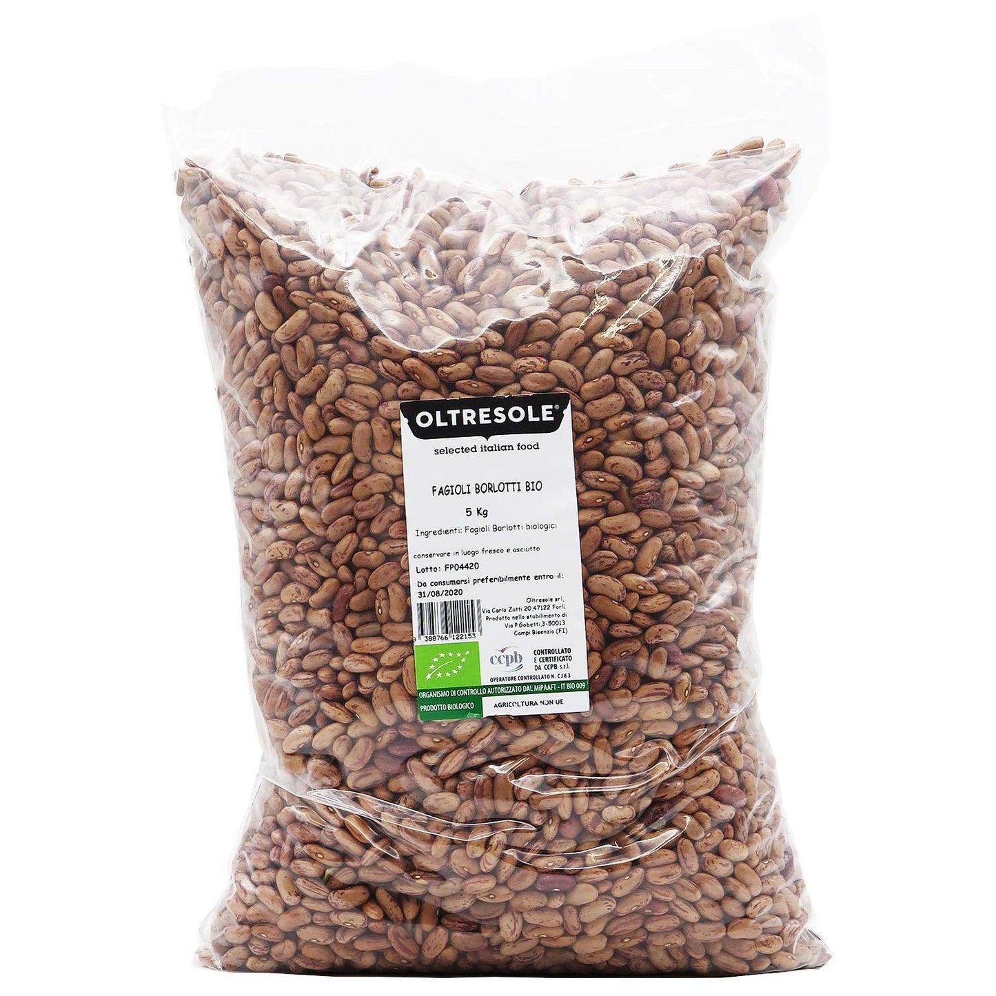 , Fasole borlotti organică 5 kg, leguminoase organice uscate din cultivare controlată, Cereale Naty Shop Default Title