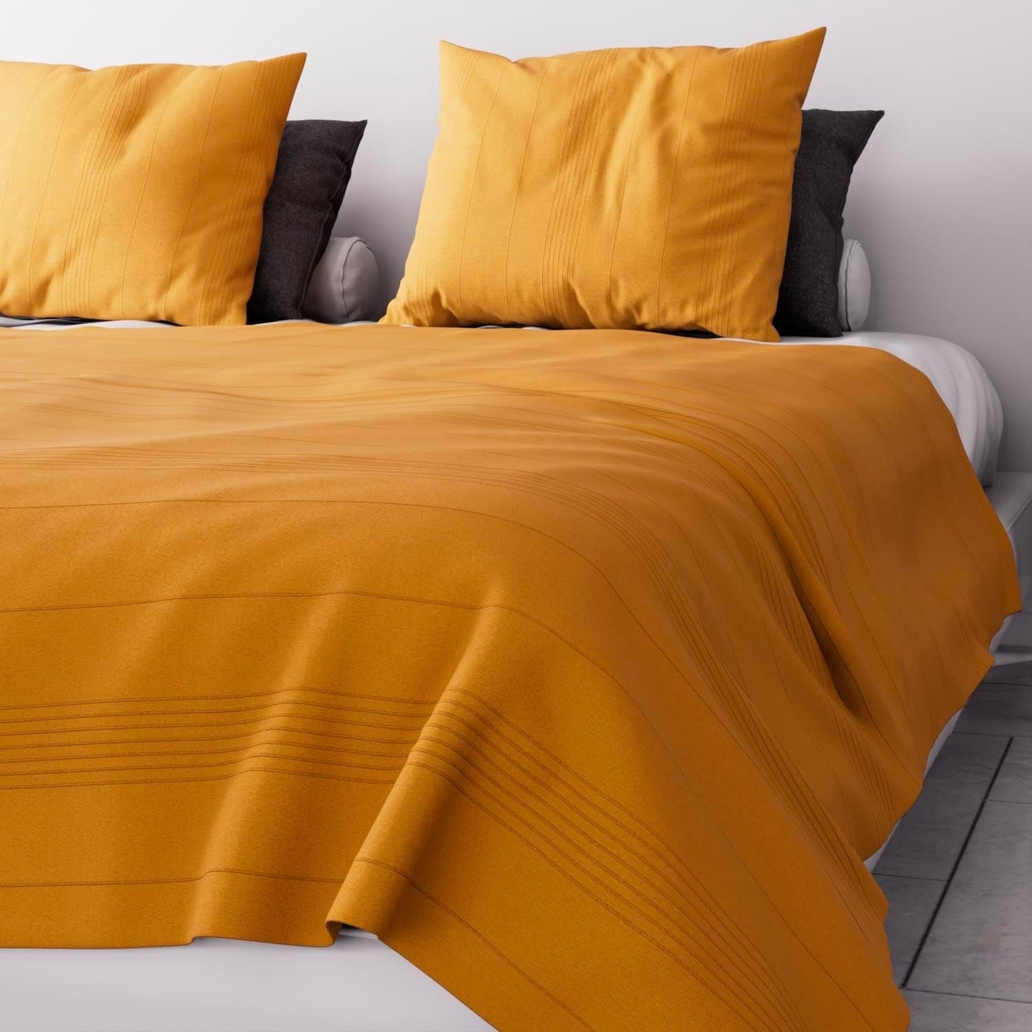 Soleil D'Ocre Adele, Acoperire Zigzag, Aruncată de pe canapea, Polycoton, Albastru, 220 X 240 Cm Plapumi si pilote Naty Shop Galben 220 X 240 Cm