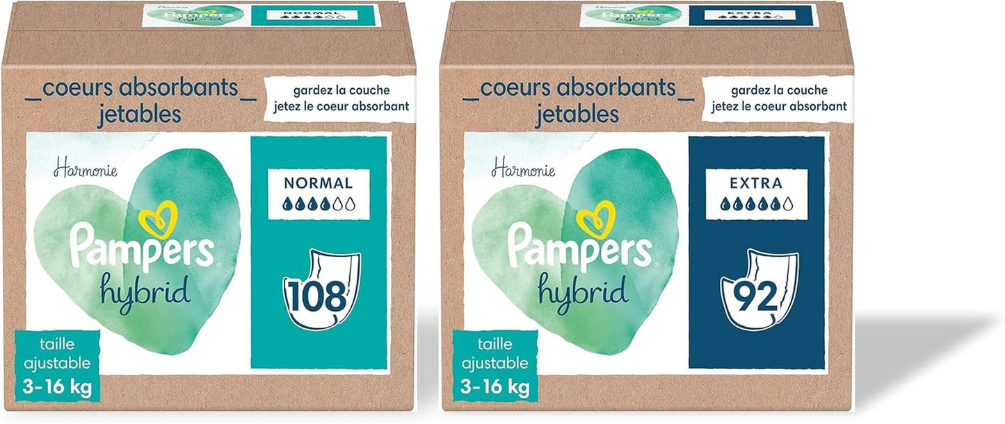 Harmony Hybrid, 200 de miezuri protectoare de unică folosință, absorbție suplimentară, pentru scutece hibride lavabile, protejează pielea sensibilă a bebelușului