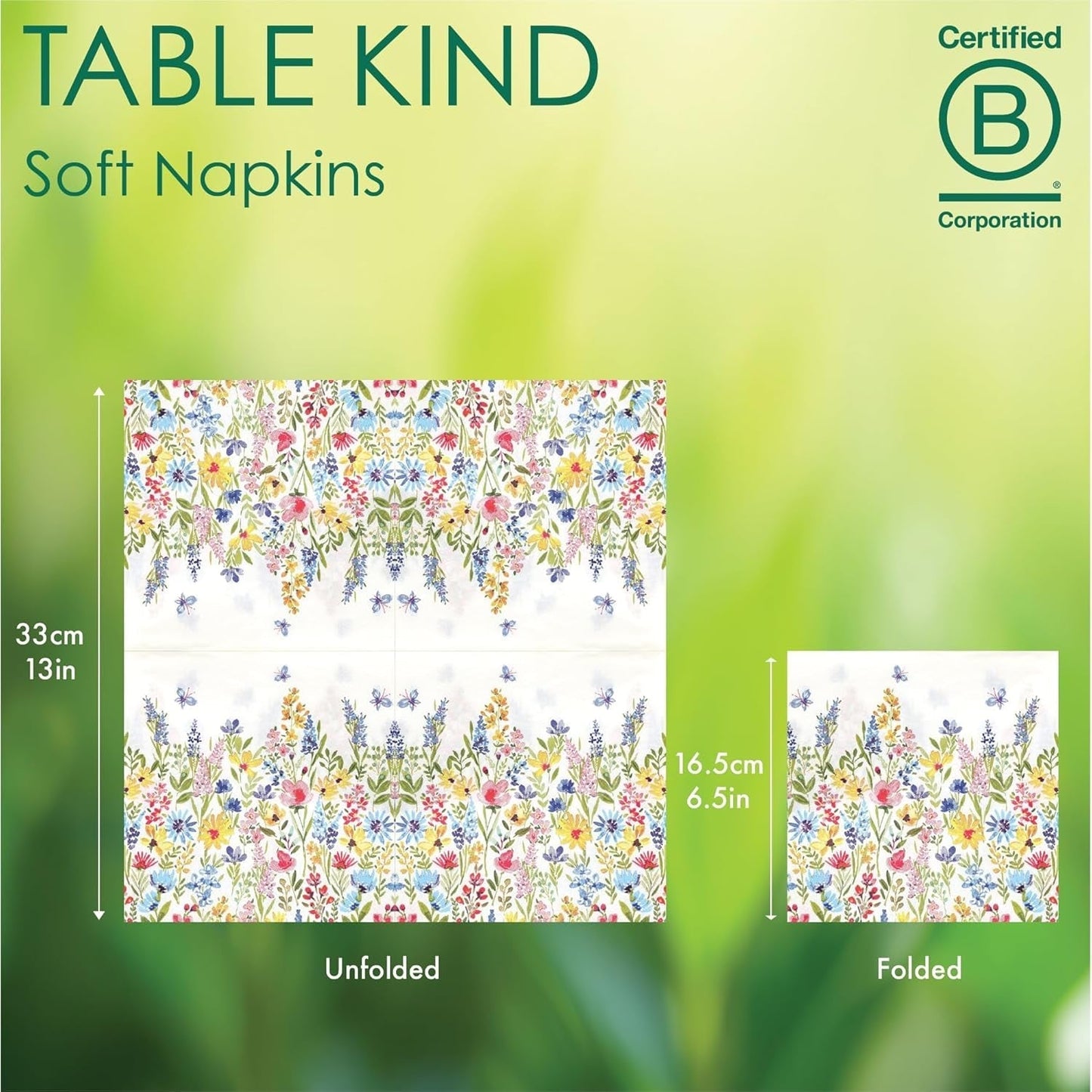 Talking Tables Table Kind Șervețele de unică folosință, șervețele din hârtie moale, șervețele de unică folosință, model floral, pentru nunți sau uz zilnic, ecologice, compostabile, reciclabile