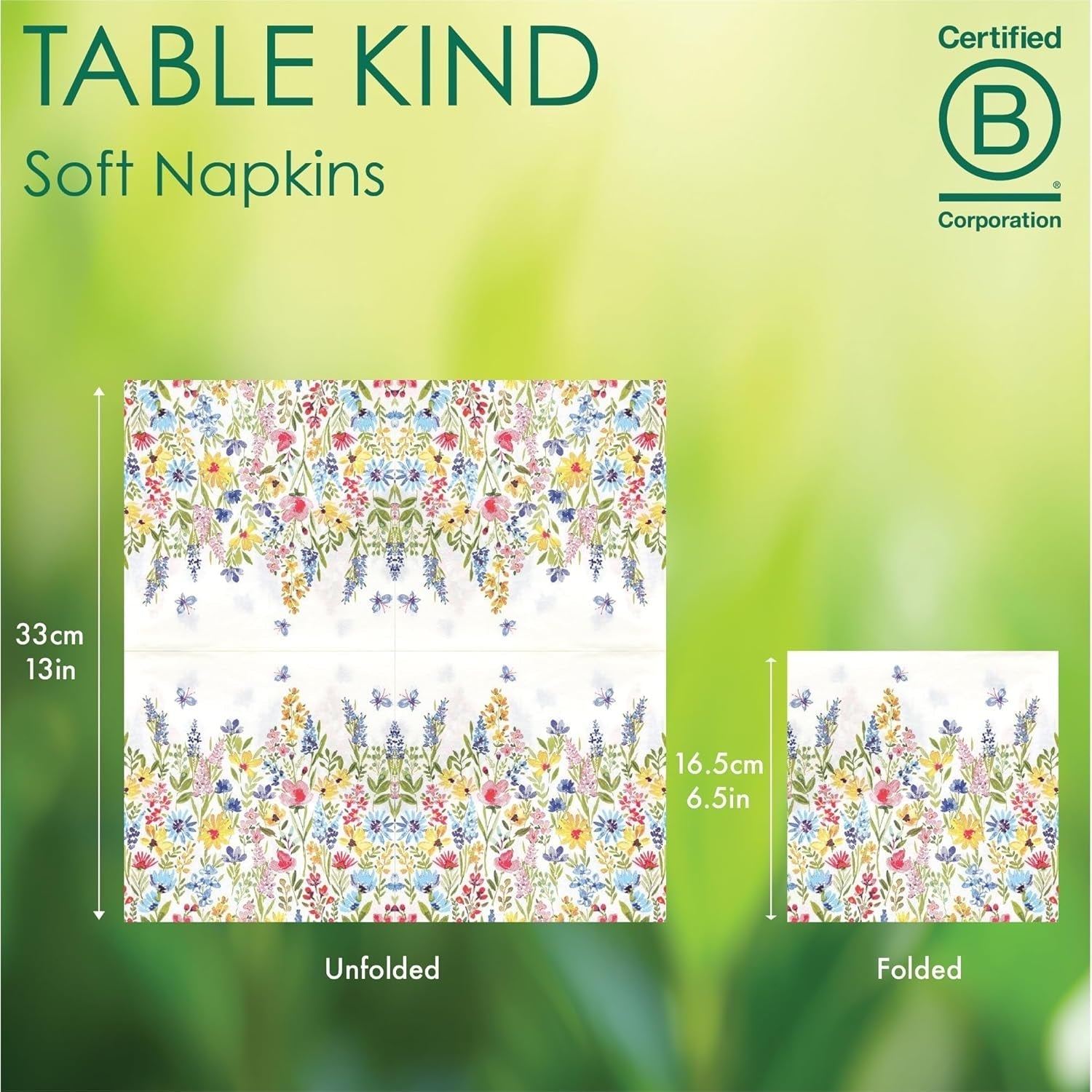 Talking Tables Table Kind Șervețele de unică folosință, șervețele din hârtie moale, șervețele de unică folosință, model floral, pentru nunți sau uz zilnic, ecologice, compostabile, reciclabile