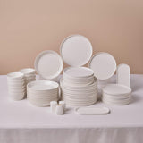Set de veselă Karaca Stream Bone Bomo pentru 12 persoane, set elegant de farfurii pătrate, veselă elegantă din porțelan alb