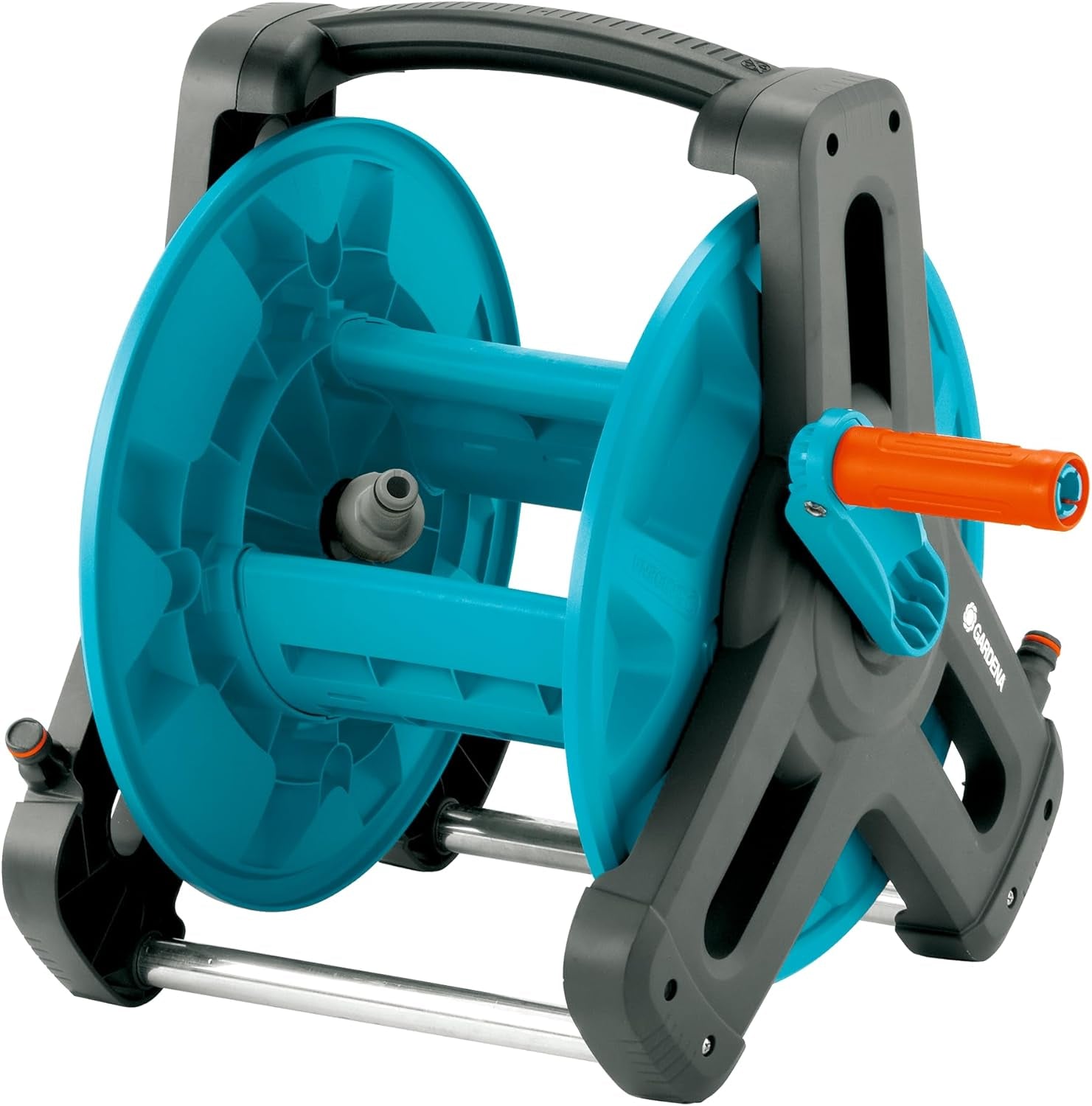 Set rolă furtun Gardena Classic de perete 50: Rolă furtun mobilă, economisitoare de spațiu, montabilă pe perete și detașabilă oricând, cu furtun de 20 m, duză de pulverizare și piese de sistem (8009-20)