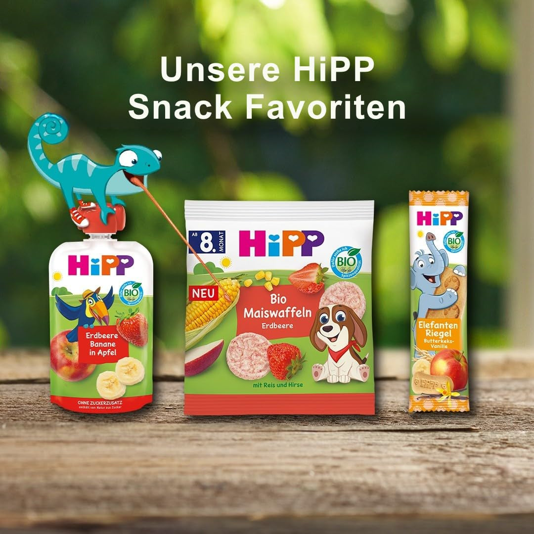 HiPP Vafe Organice din Porumb cu Mango (8 x 23 g), gustare pentru bebeluși de la 8 luni, îndulcită doar cu fructe și legume, fără gluten, de cea mai bună calitate organică