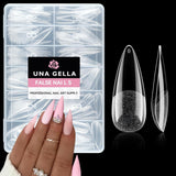 Tipuri de unghii balerină pentru unghii cu gel, 216 bucăți, 12 mărimi, tipuri de unghii cu gel moale, acoperire completă, set pentru extensii de unghii, semi-mate, DIY, artă acasă