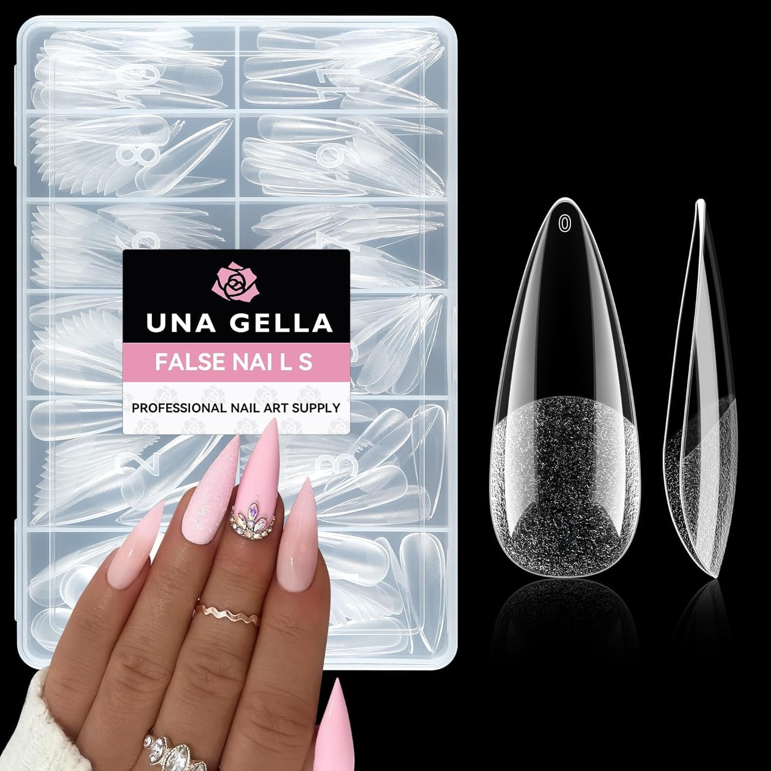 Tipuri de unghii balerină pentru unghii cu gel, 216 bucăți, 12 mărimi, tipuri de unghii cu gel moale, acoperire completă, set pentru extensii de unghii, semi-mate, DIY, artă acasă