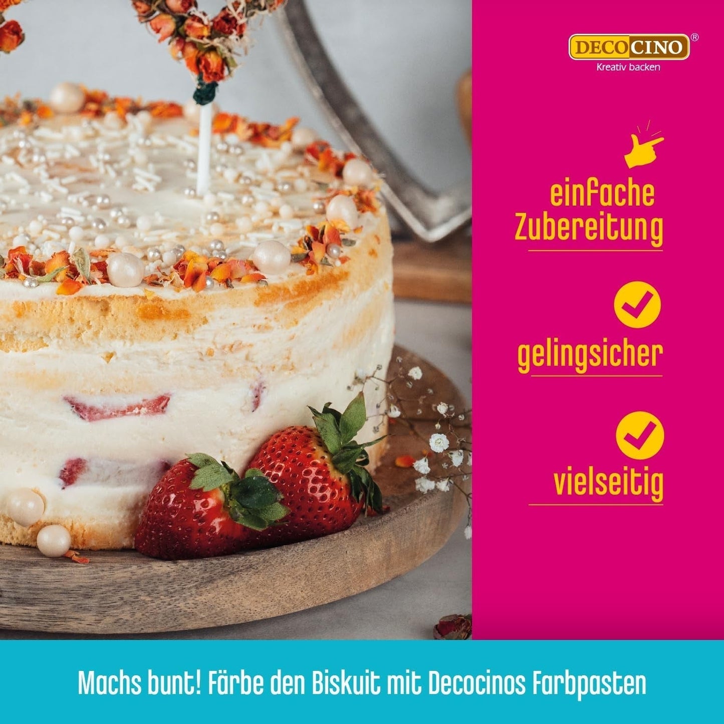 DECOCINO Biskuit Backmischung (250 G) – Einfache Zubereitung – Gelingsicher – Zum Backen Von Luftigen Biskuitböden, Creme-Torten, Biskuitrollen Uvm. Naty Shop