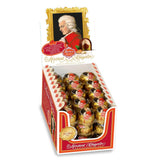 Bile Reber Mozart, cutie de prezentare 4x45, biluțe de ciocolată neagră umplute cu fistic, marțipan, migdale și nuga cu alune, 3,6 kg (180 bucăți)