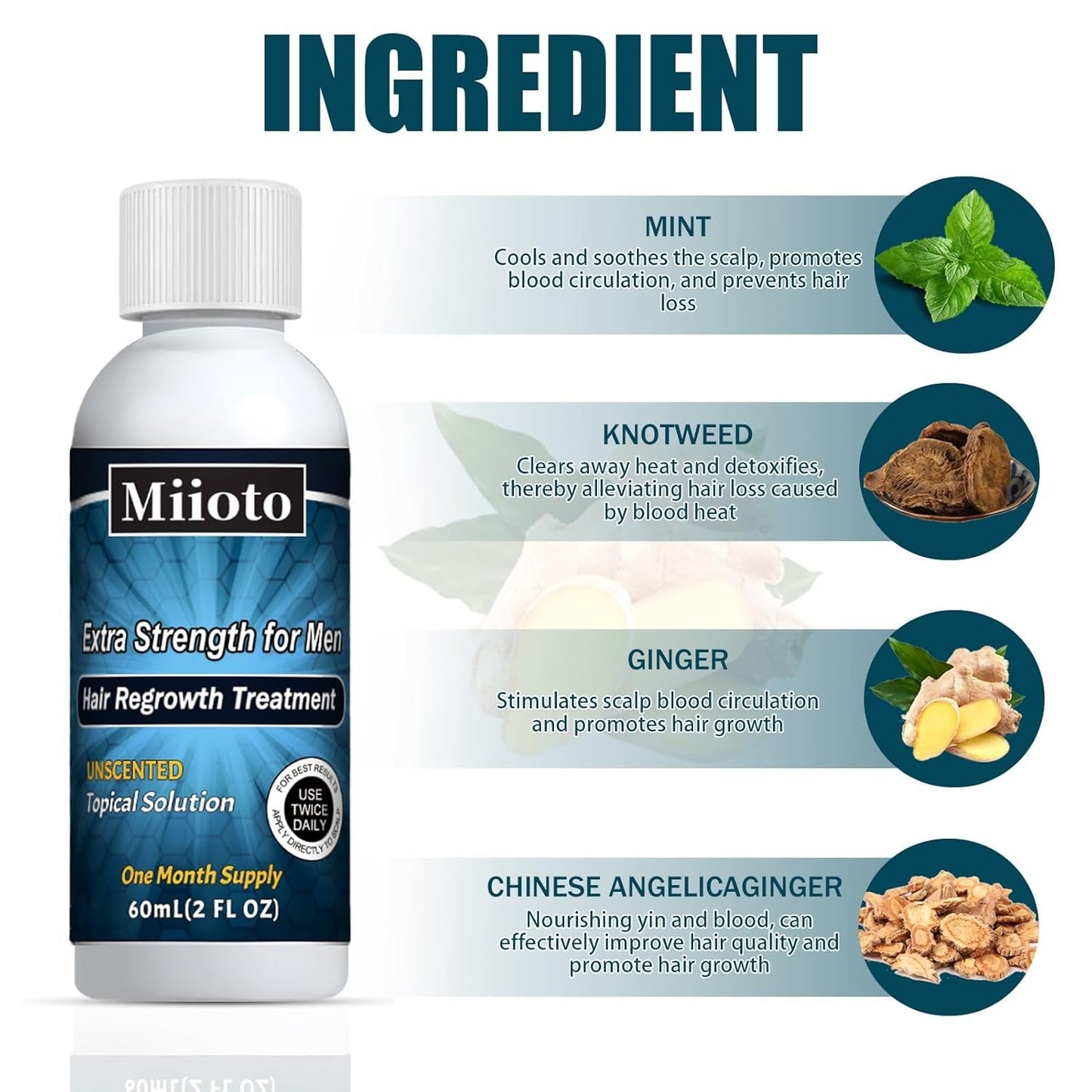 Miioto Hair Growth Serum, 180 ML Produs de creștere a părului pentru bărbați, ser de păr pentru creșterea părului, îngrijirea scalpului Promovează părul mai gros Hrănește scalpul și previne căderea părului Ingrijirea parului Naty Shop