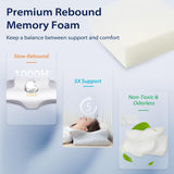 HOMCA Neck Pillow Pillow, Memory Foam Ergonomic Pillow 3D Cooling Pillow Cover For Supine, Side or Prone Position, 62 X 41 X 9.5/12.5 Cm Perne ortopedice cervicale Naty Shop