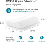 Pernă de dormit TEMPUR Original din spumă cu memorie, pernă ergonomică cu suport pentru gât pentru persoanele care dorm pe o parte și pe spate, senzație fermă, S (50 x 31 x 8/5 cm), Alb