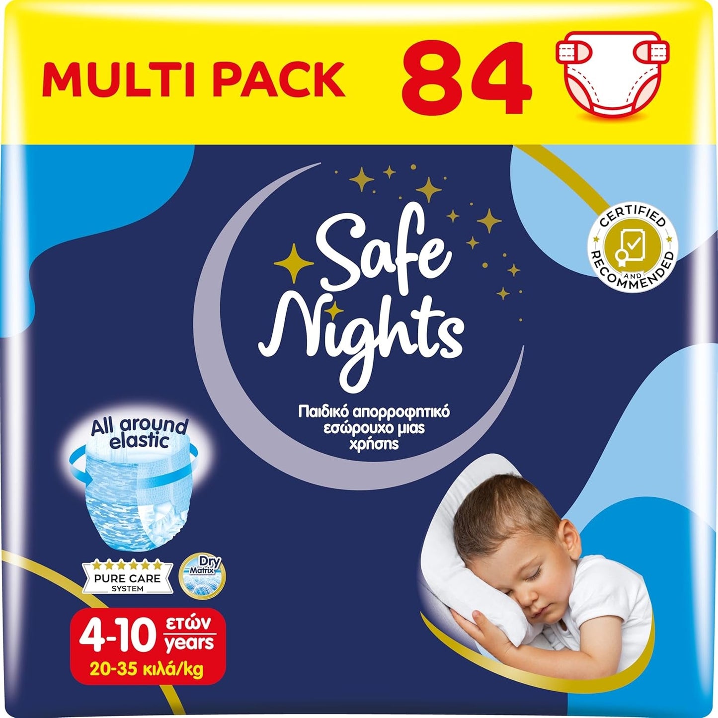 Safe Nights Girl, chiloți absorbanți de noapte pentru fete cu vârsta cuprinsă între 8 și 16 ani (30-50 kg), 14 bucăți