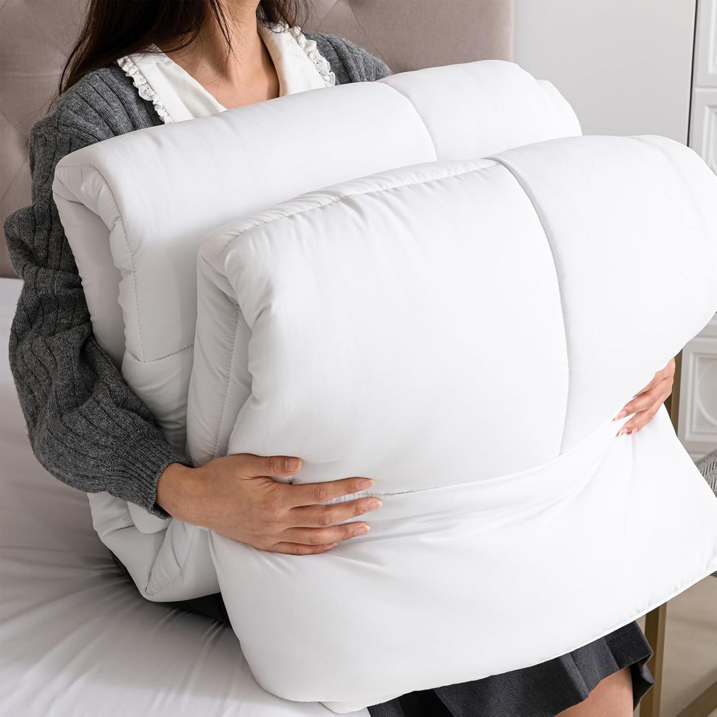 Good Nite Winter Duvet 200X200 Cm 460Gsm Plapumă caldă pentru lenjerie de pat de iarnă Plapumă matlasată cu umplutură din poliester Microfibre Pătură de dormit alb 200X200Cm Plapumi si pilote Naty Shop