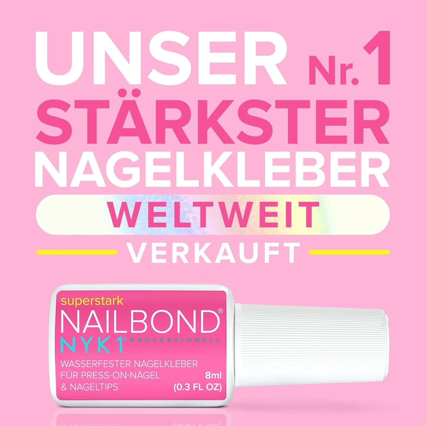 NYK1 Nailbond Lipici pentru unghii artificiale Extra puternic (8ml) Lipici pentru unghii cu pensulă pentru vârfuri, unghii prin presare și unghii acrilice Lipici pentru unghii - Lipici pentru unghii crăpate Lipici antifungic pentru unghii