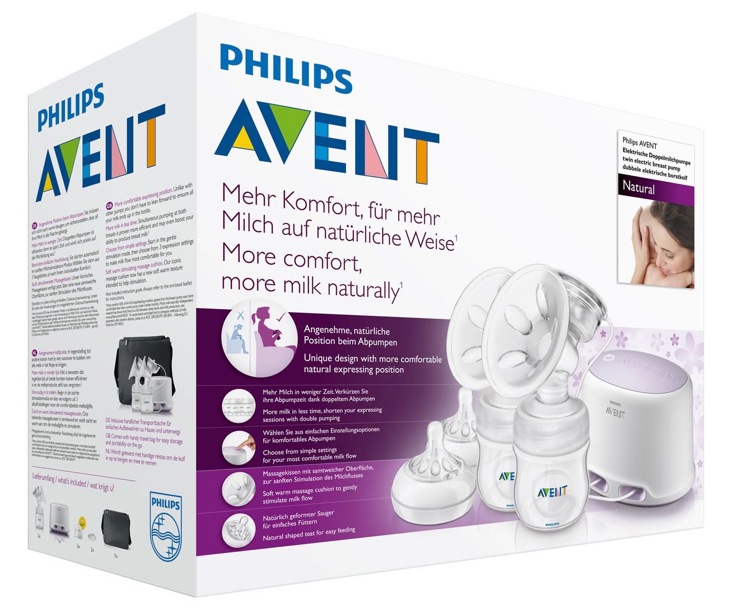 Pompa electrică dublă pentru sân Philips Avent SCF334/02 Accesorii Hrana si Alaptare Bebe Naty Shop