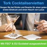 Șervețele Tork Cocktail White, 1/4-fold, 2 straturi, 24 cm × 24 cm, 200 șervețele, 477534