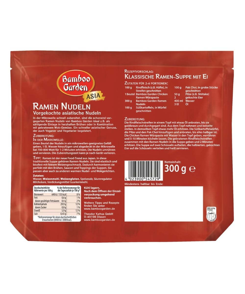 Bamboo Garden - Tăiței Ramen Prefierți | Gata în 2 minute | Vegani | 300g într-o pungă