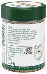 Fuchs Gewürze - Kümmel ganz - kräftiges Gewürz für Kohl- und Fleischgerichte oder zu Bratkartoffeln - natürliche Zutaten - 60 g in wiederverwendbarer, recyclebarer Dose