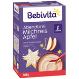 Budincă de orez cu mere și terci de seară (4x500g), terci de lapte de la 5 luni, cu minerale și vitamine valoroase, fără zahăr adăugat, foarte sățios