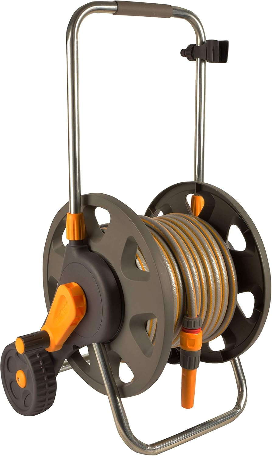 HOZELOCK - Rolă furtun Plus 50 M (Ø 12,5 mm) asamblată: Capacitate maximă 60 m, stabilă și robustă pentru uz general, asamblată cu furtun de 50 m, 1 duză de pulverizare + conectori [2435R0000]
