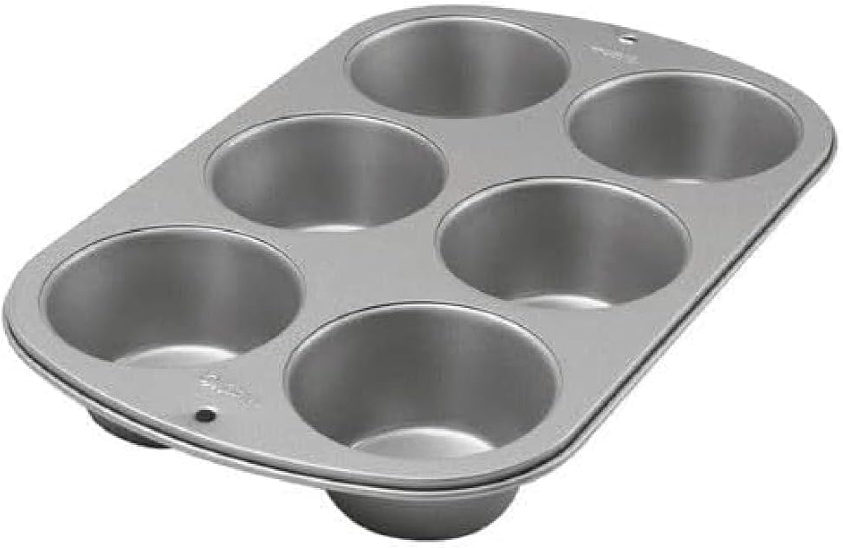 Wilton 445291 445291 Tavă Jumbo pentru brioșe, acoperire antiaderentă, 6 găuri, 4,5 X 22,2 X 34,2 cm, oțel Matrite si tavi pentru copt Naty Shop