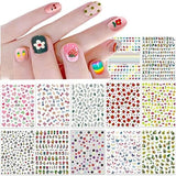 Autocolante drăguțe pentru unghii pentru copii, 20 de coli, autocolante 3D pentru unghii, flori strălucitoare în întuneric, decorațiuni colorate pentru unghii, autocolante pentru unghii, autocolante autoadezive pentru decorațiuni DIY, accesorii