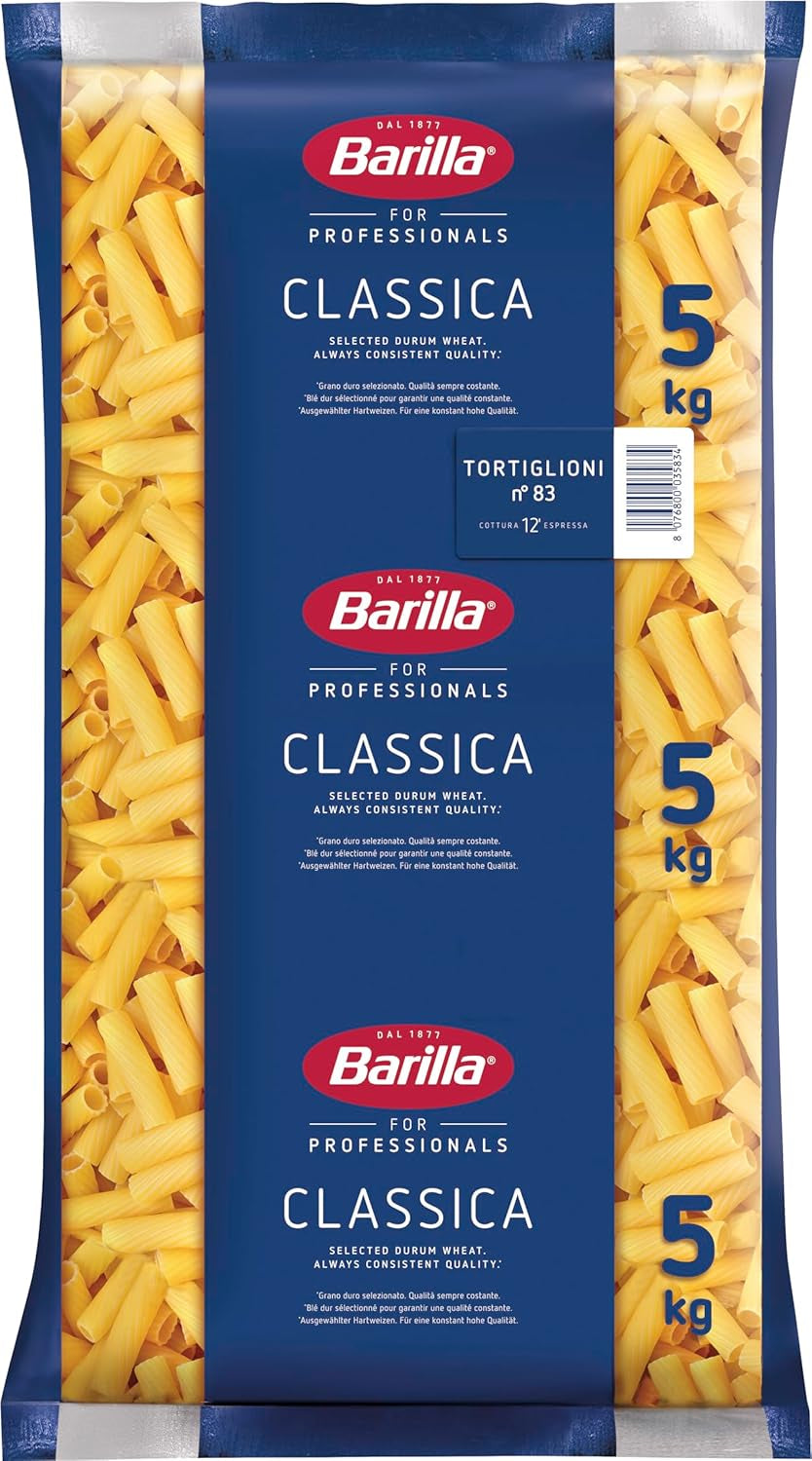 Paste Tortiglioni din grâu dur Barilla n. 83 – Pachet de 1 (1x5kg)