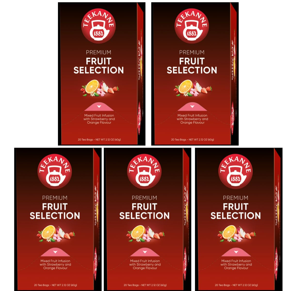 Teekanne Premium Fruit Selection, pachet de 5 (5 x 20 pliculețe de ceai), 5 x 60 g