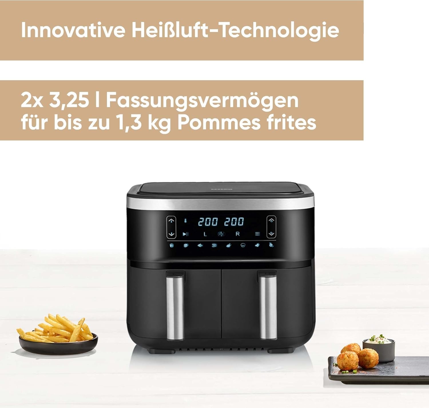 SEVERIN Friteuză cu aer cald dublă cu cameră de gătit de 2 X 3,8 L, 8 programe automate Electrocasnice Naty Shop