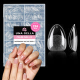 Tipuri de unghii balerină pentru unghii cu gel, 216 bucăți, 12 mărimi, tipuri de unghii cu gel moale, acoperire completă, set pentru extensii de unghii, semi-mate, DIY, artă acasă