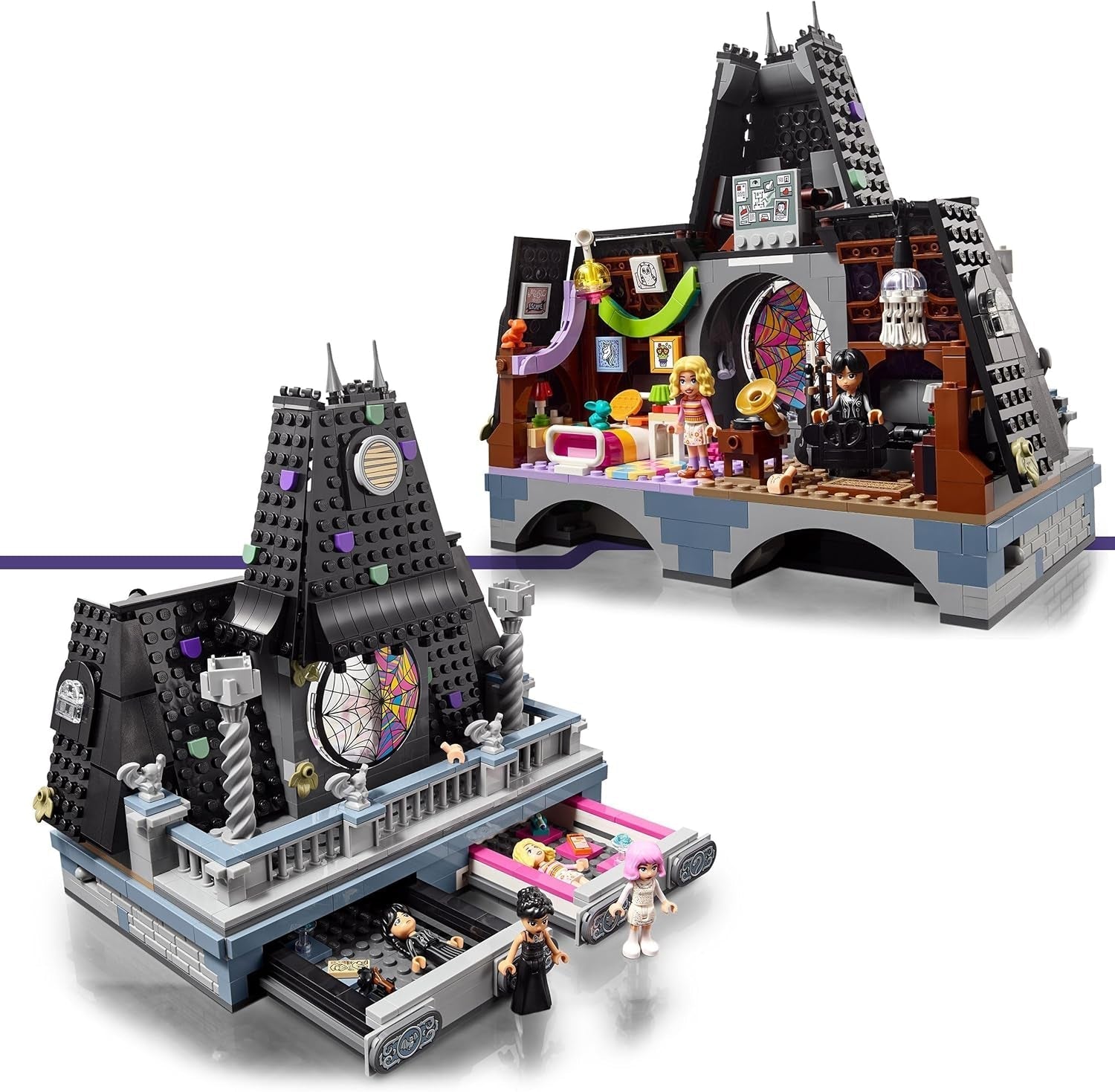 LEGO Wednesday: Miercurea și camera lui Enid din dormitor, Academia Nevermore de colecționat și remodelat, set de colecție cu 4 figurine, jucării pentru fete, băieți și fani 76781 Seturi de constructie Besuche den LEGO-Store