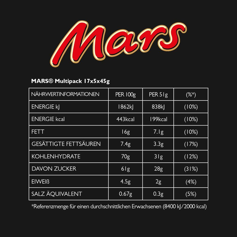 Batoane de ciocolată Mars, caramel, ciocolată, 1 pachet de 5 batoane (1 x 225 g)